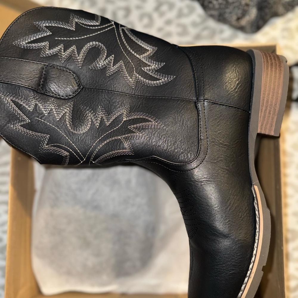 Black Leather Cowboy Boots